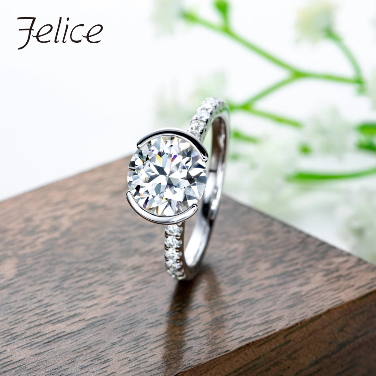 

Felice 3.36cttw D Color Moissanite Engagement Ring 925 Sterling Silver Promise Rings Bezel Setting Ring Anniversary Rings