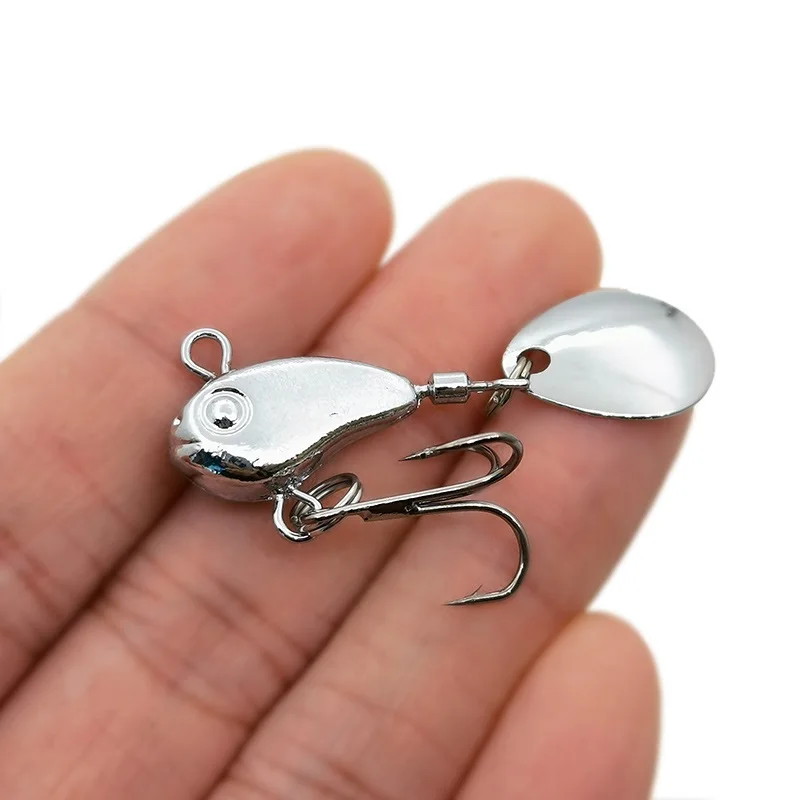 Metal Mini VIB With Spoon Fishing Lure 8.5g Winter Ice Fishing Tackle Pin Crankbait Vibration Spinner Sinking Bait