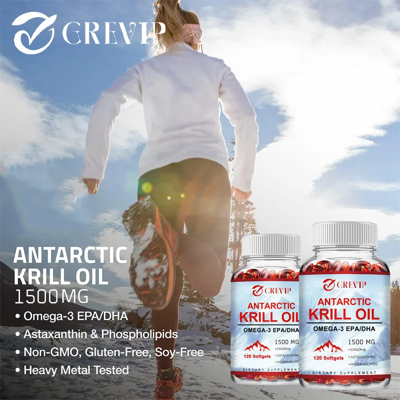 Antarctic Krill Oil 2000 Mg with Omega-3s EPA, DHA, Astaxanthin and Phospholipids 120 Softgels (60 Servings)