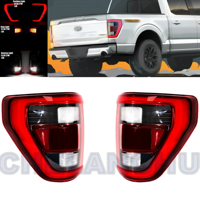 

LED Tail Light For Ford F150 2021 2022 2023 Pair Left+Right Rear Lamp With Led Bulbs car assecories NL3Z13405E NL3Z13404E