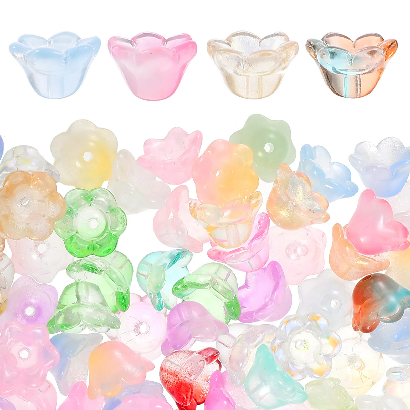 

100Pcs Aesthetic Flower Pendant Charms Glass Beads for DIY Jewelry Making Crafts Activities Handmade Gift Decoration