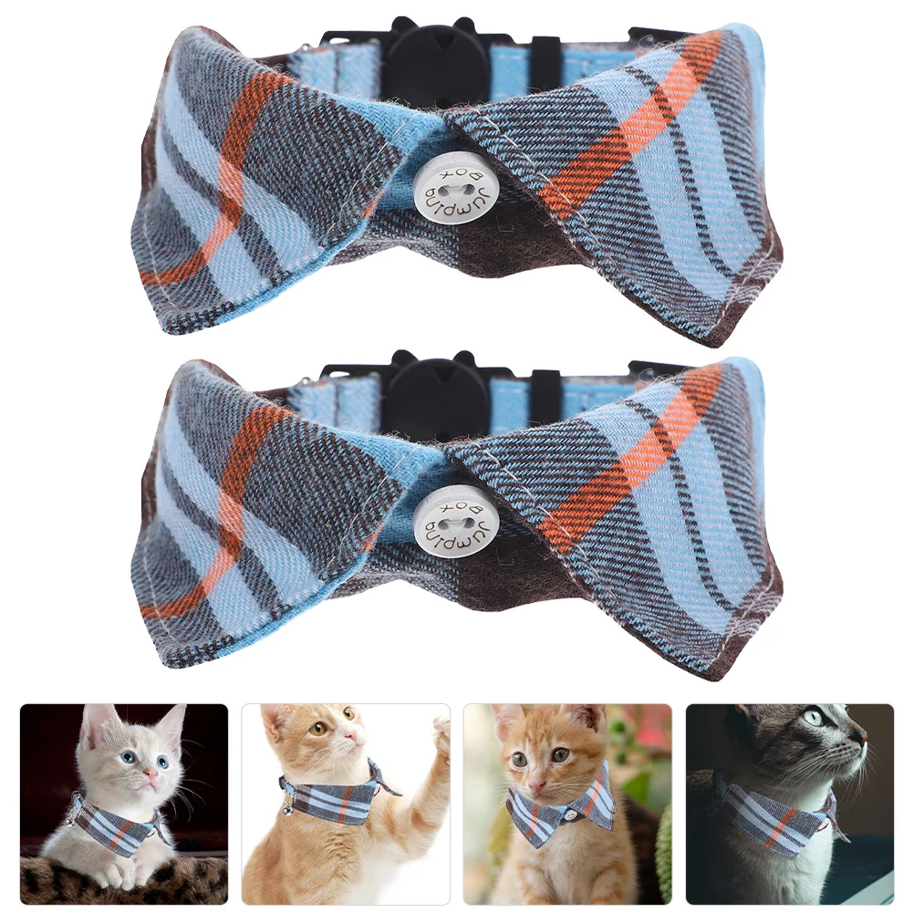 

2Pcs Cat Collar Adjustable Plaid Pattern Buckle Pet Accessory for Cats Puppies Plaid Cat Collar Pet Accessory