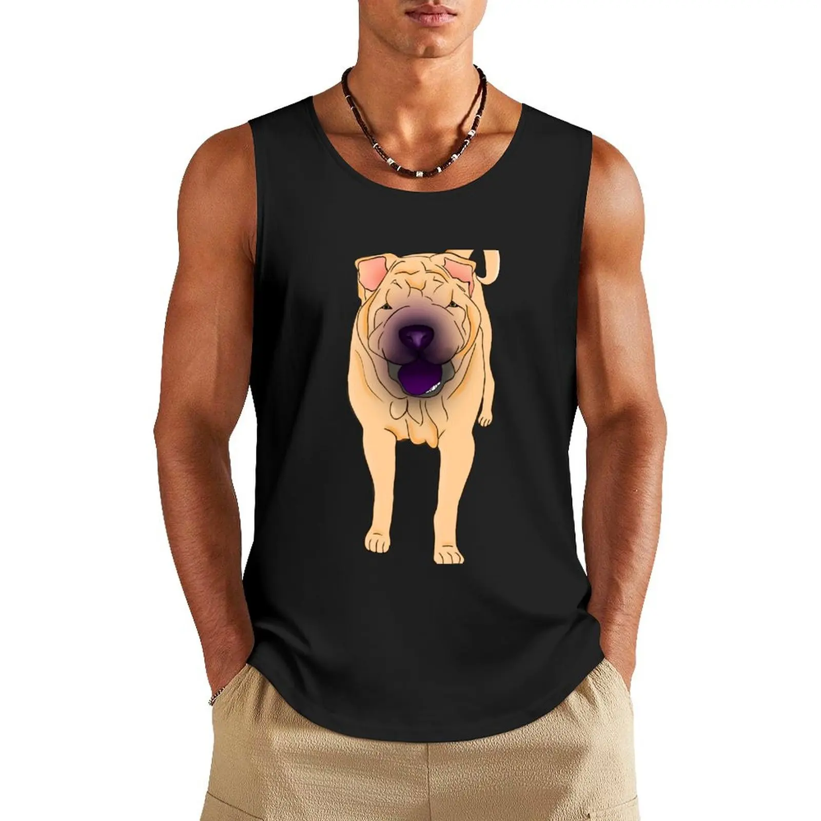 

Shar Pei - Blonde Tank Top Men's gym articles muscle t-shirt Vest