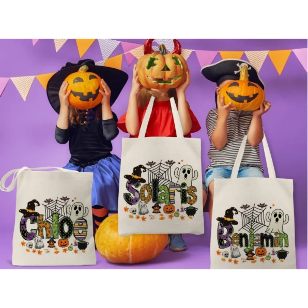 حقيبة حمل الهالوين المخصصة، حقيبة اسم الهالوين المخصصة، حقائب حلوى الهالوين للأطفال، حقيبة الهالوين للأطفال، حقيبة خدعة أو علاج #6