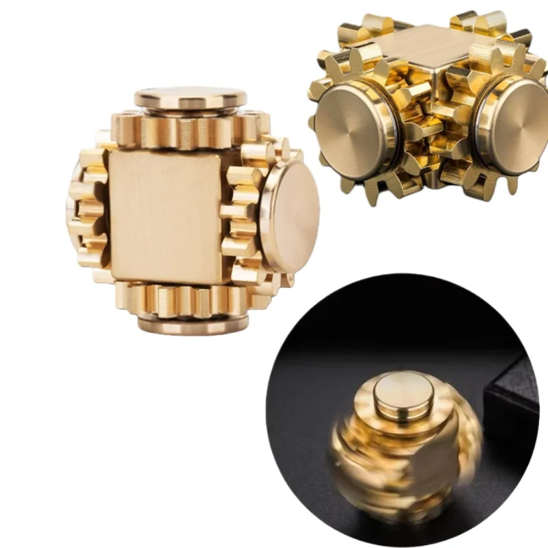 1 PCS Funny Manual Rotator Brass 4-Gear Fidget Spinner Gear  Leisure Decompression Toy Adult Relieve Anxiety Christmas Gift