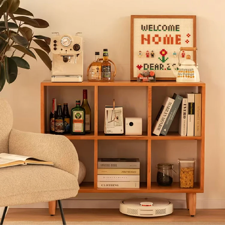 Low Price Bookcase Solid Wood Modern Design High Low Combination Bookcase Apartment Living Room Home Furniture