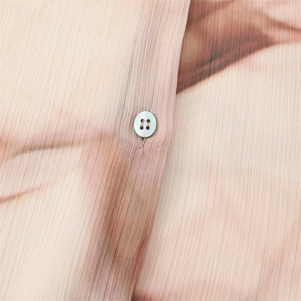 Chemise à manches longues et col drapé en fil de bambou imprimé tie-dye rétro, nouvelle collection automne