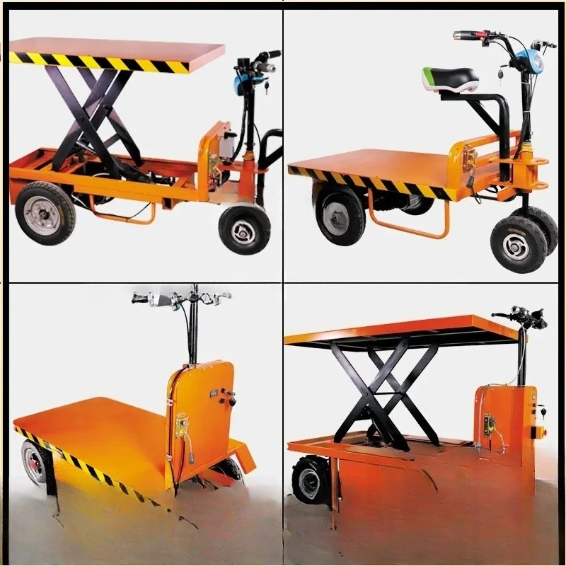 b-1  Electric lift truck flat plate hand push folding battery pulling platform truck decoration site truck