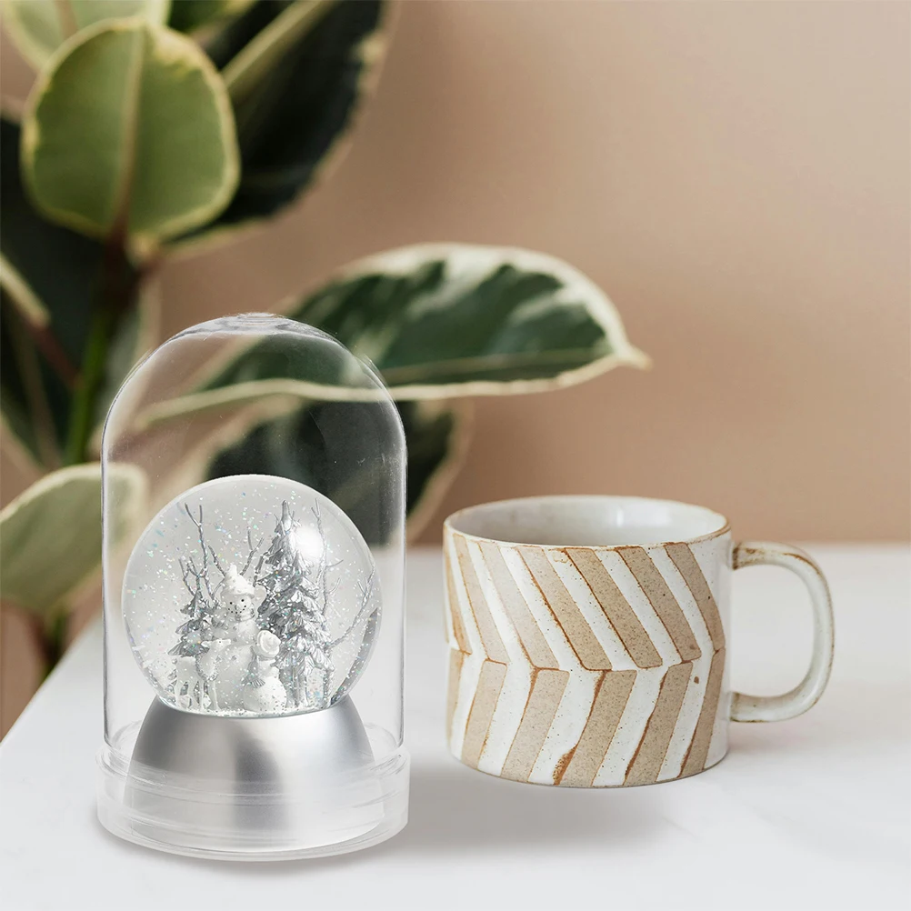 

6pcs Snow Globe Plastic Snow Globe Christmas Diy With Bottom Gasket Clear Empty Plastic Globe With Screw Off Cap For Crafts