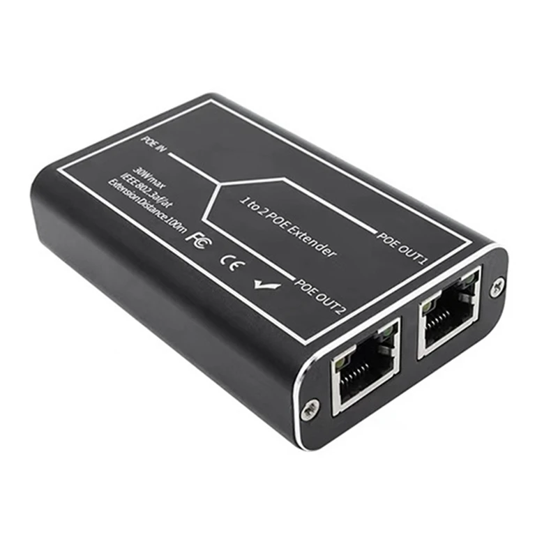 Gigabit POE Extender 2 Port 1000M Network Switch Repeater 30W IEEE802.3Af/At Plug&Play For Poe Switch NVR IP Camera Easy Install