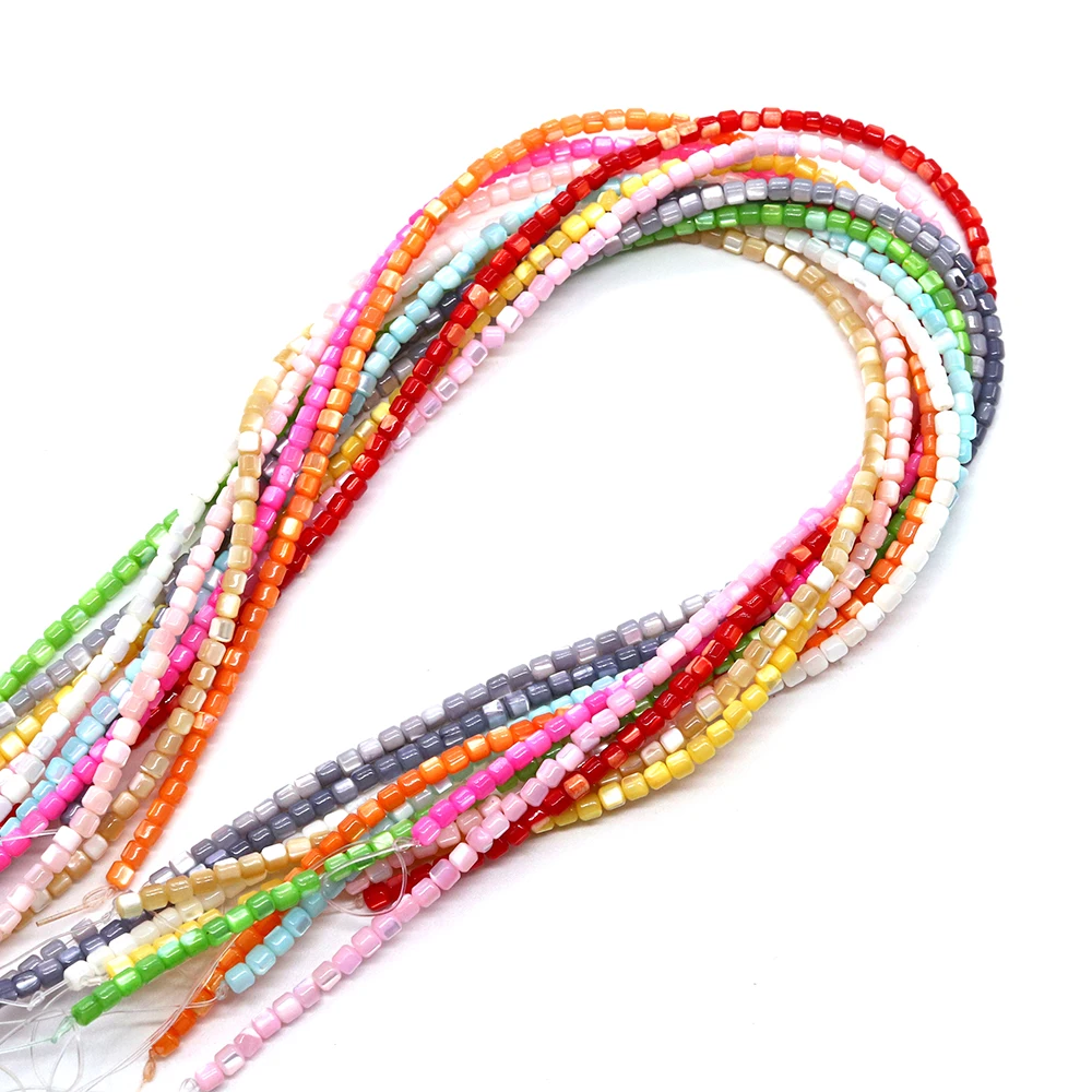 أنبوب دائري على شكل شل الخرز 3-4 مللي متر متعدد الألوان الصباغة الطبيعية أم اللؤلؤ فضفاض حبة 1 حبلا DIY بها بنفسك مجوهرات الأزياء