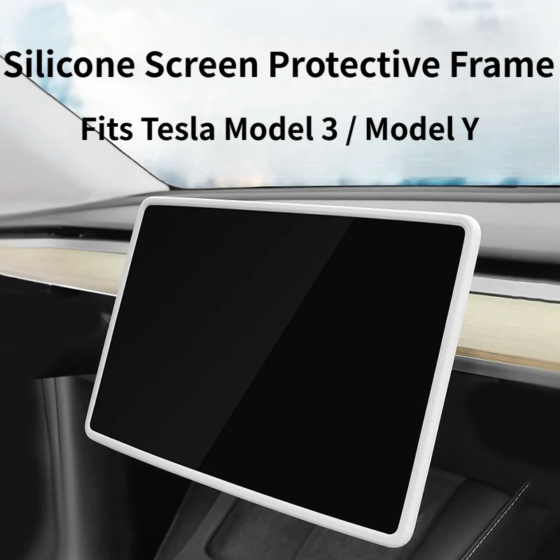 

Silicone Screen Protective Frame Fits Tesla Model 3 Model Y Anti-Collision Dash Cover Interior Decoration Mod Accessories Parts