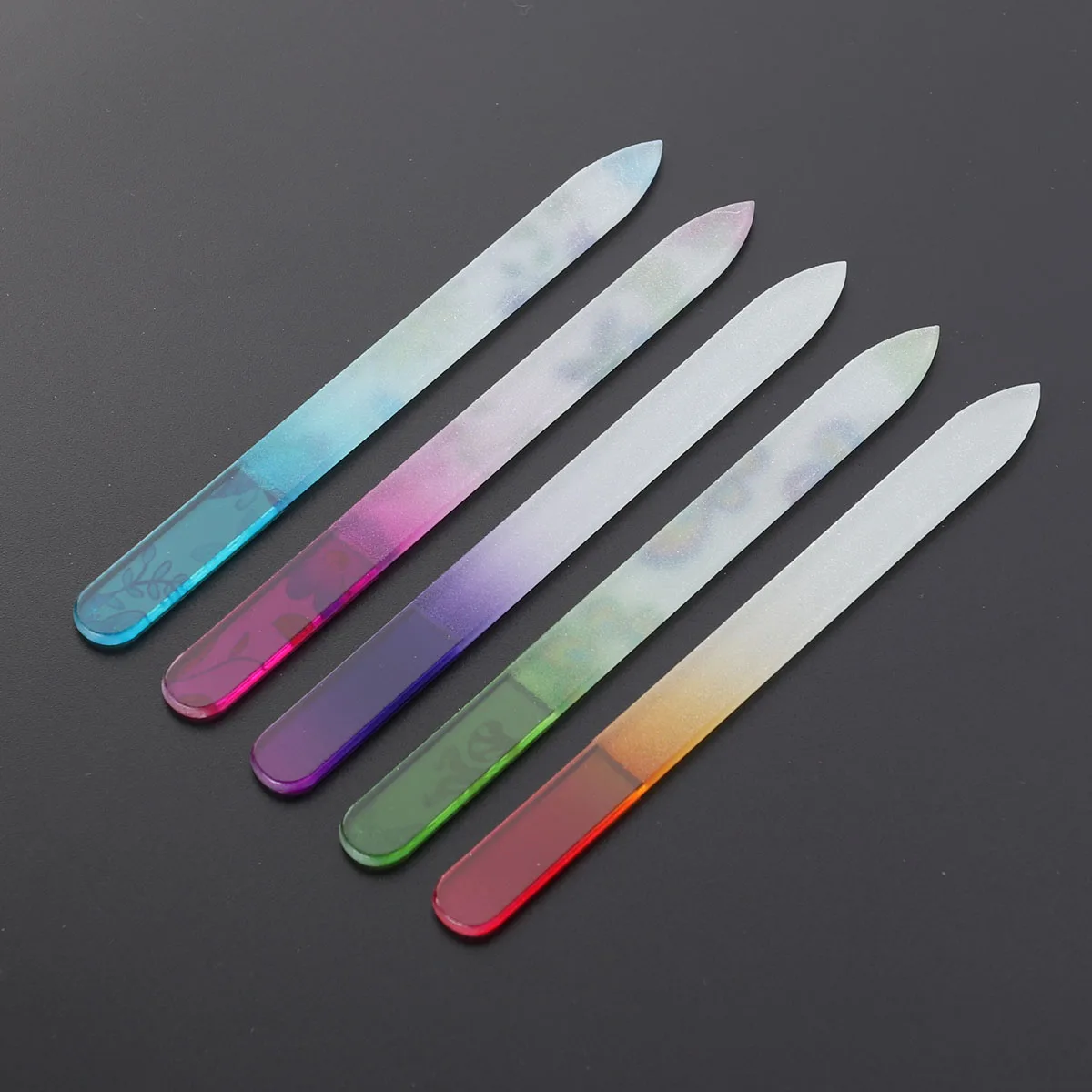 

5Pcs Glass Nail Files Printing Design Manicure Nail Buffers for Natural False Extensions Smooth Shaping Polish Removal