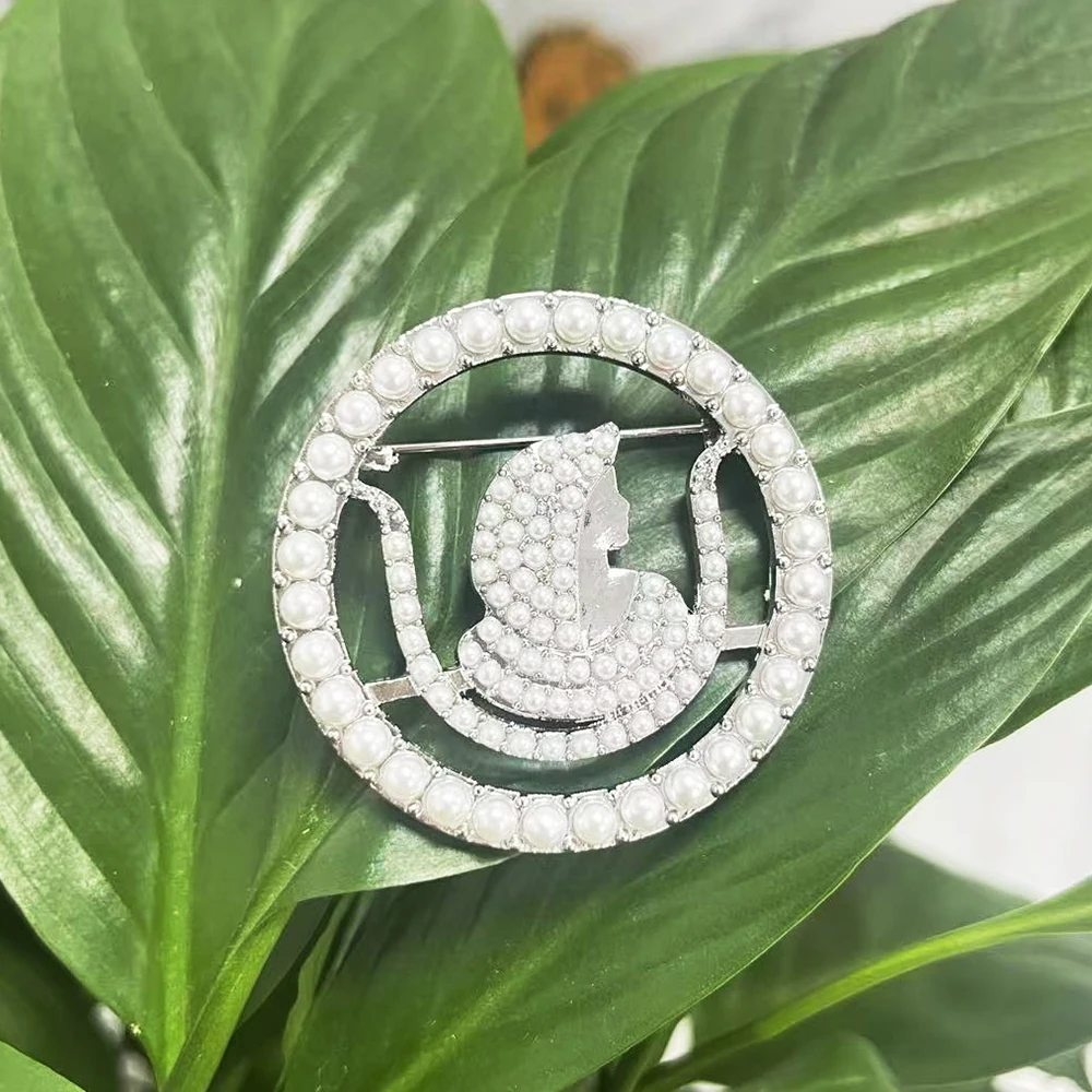 All-Pearl Greek Organization Sorority DOI Round Openwork Brooch