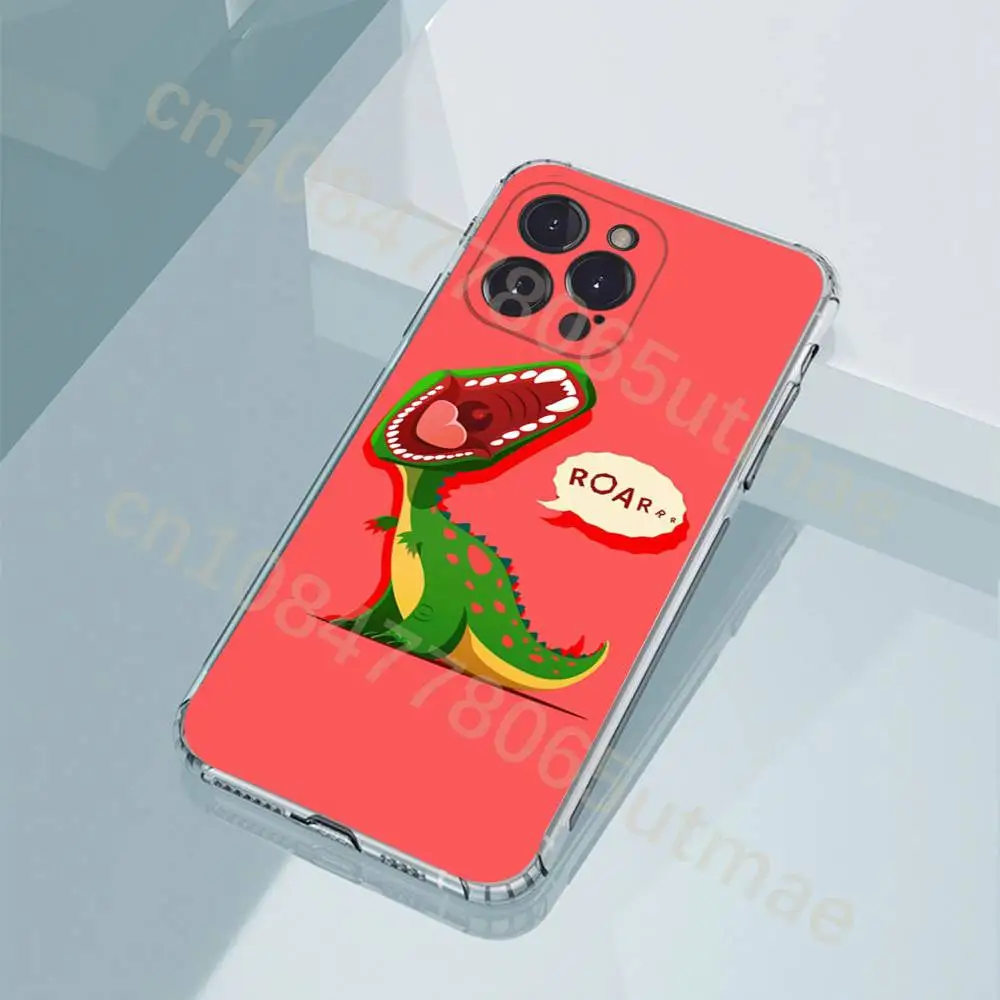 Cute Graffiti Dinosaur Phone Case For iPhone11,12,13,14,15,16,17,Plus,Pro,Max,Plus,Transparent Cover