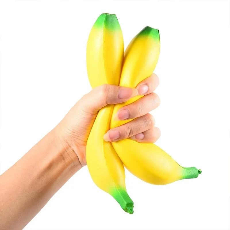 Fake Banana Squishy Toys Soft Lightweight & Durable PU Foam Fruit Squeeze Toy Fun & Relaxing with Realistic Look Funny Prop