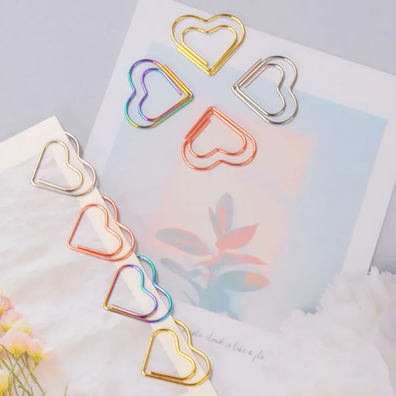 30/50 шт., металлические скрепки в форме сердца