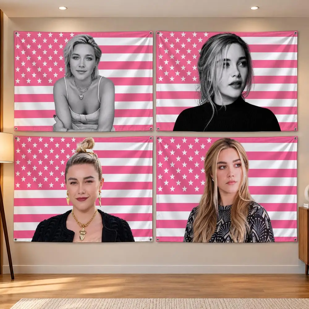 Actress F-Florence Pugh Flags Banner Decor for Bedroom,Garden,Party,Club,Indoor Outdoor, Fan Gift