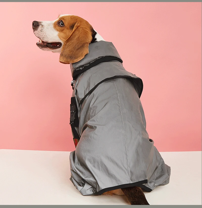 Outdoor-Regenmantel für große Hunde, Sonnenschutz, reflektierende Jacke, Haustier-Regenmantel, Kapuzenpullover, wasserdicht, mittelgroße und große Hundekleidung, Regenmantel-Overall – Detail 15