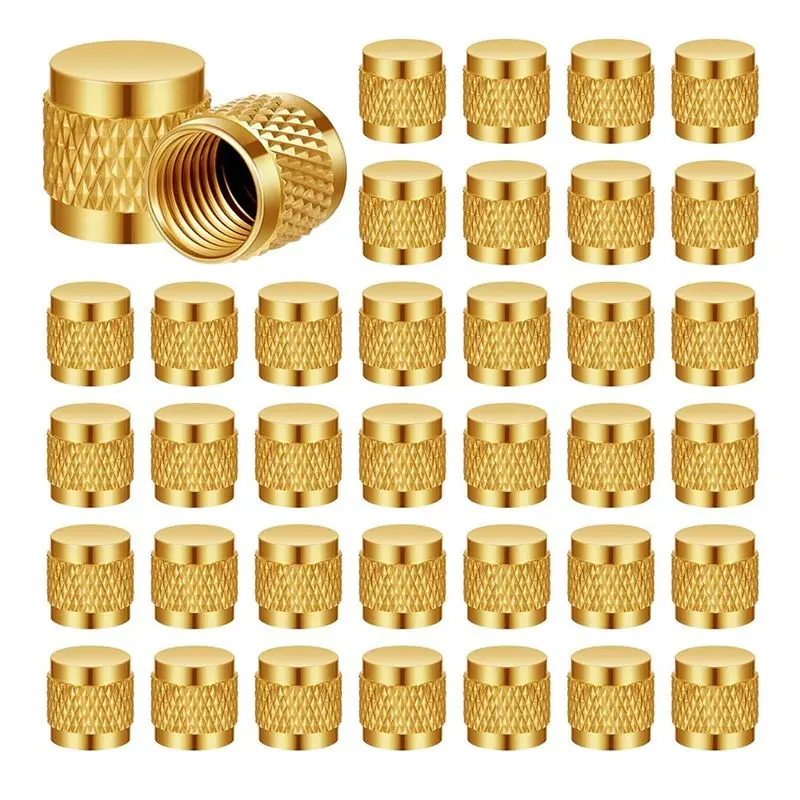 EYFL-1/4 Flare Cap, Refrigeration Service Valve Cap Valve Core Remover,Round Brass W/Neoprene O Ring Seal 100 Pcs