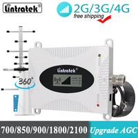 Lintratek Cellular Amplifier GSM 900 MHz LTE 700MHz CDMA 850 DCS 1800 ALC/AGC Internet Signal Booster Yagi Columnar Antenna 10m