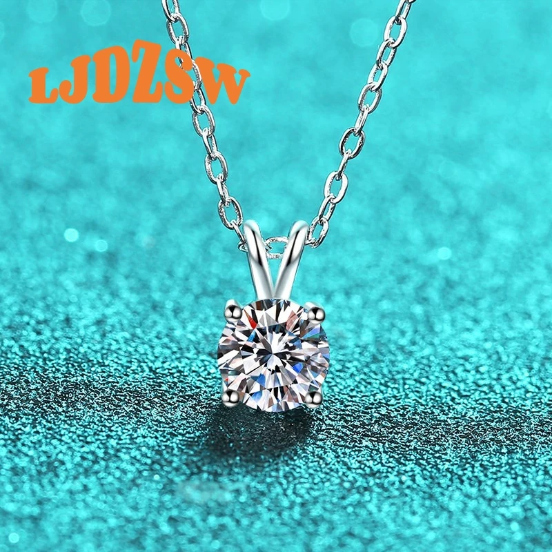 

S925 Sterling Silver 1 Ct Moissanite 4 Prong Pendant Necklace with GRA Certificate Elegant Stylish Ideal Birthday Wedding Gifts