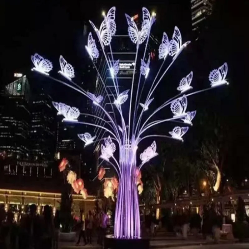 custom.LED Lighting purple Tree With Ornaments For Mall Square Theme park