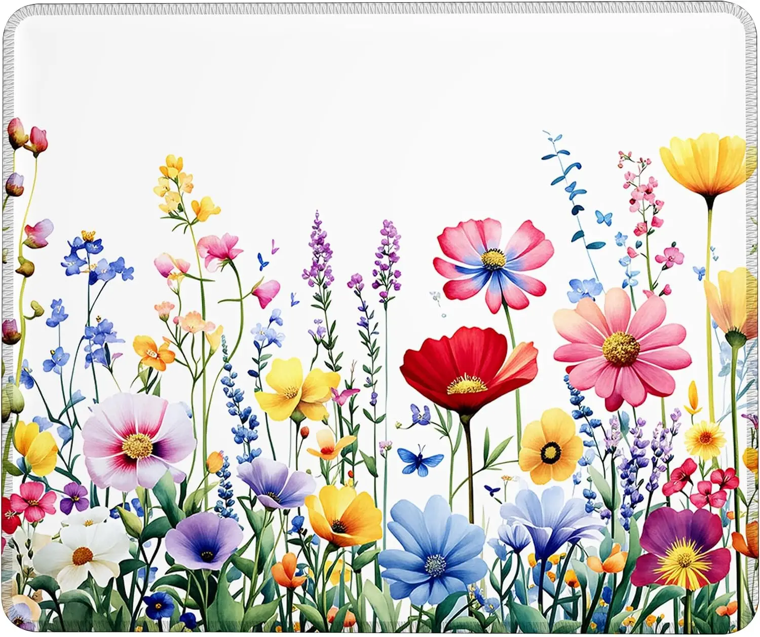 Mouse pad artisan Moderate thickness Watercolor Wildflowers and Summer Floral Mouse Pad 9.5 x 7.9 Inch Desk Pad Stitched