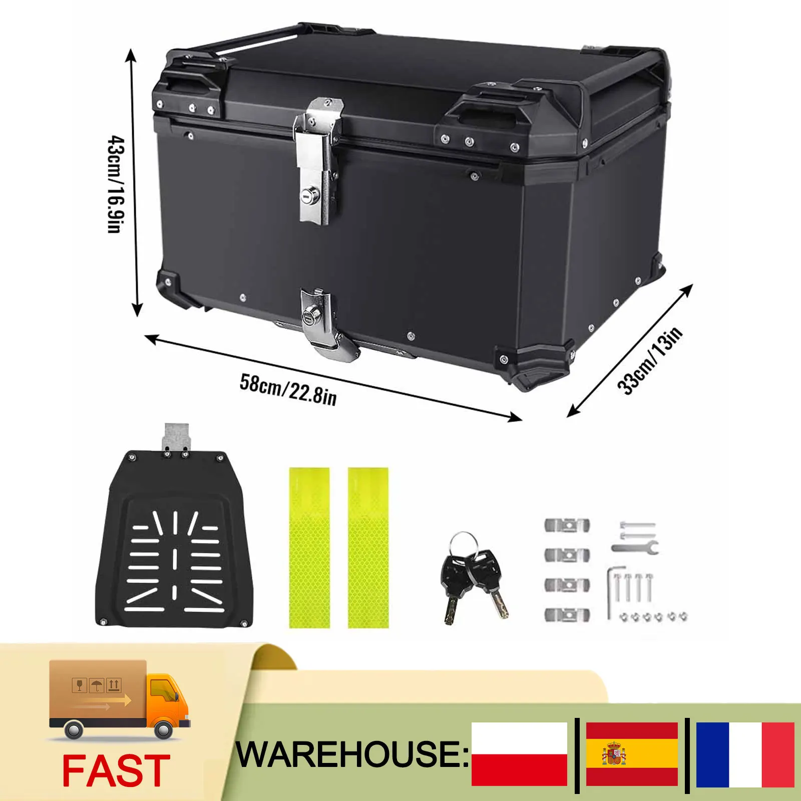 Boîte à bagages universelle en alliage d'aluminium pour moto, boîte supérieure amovible avec grande capacité de rangement pour moto