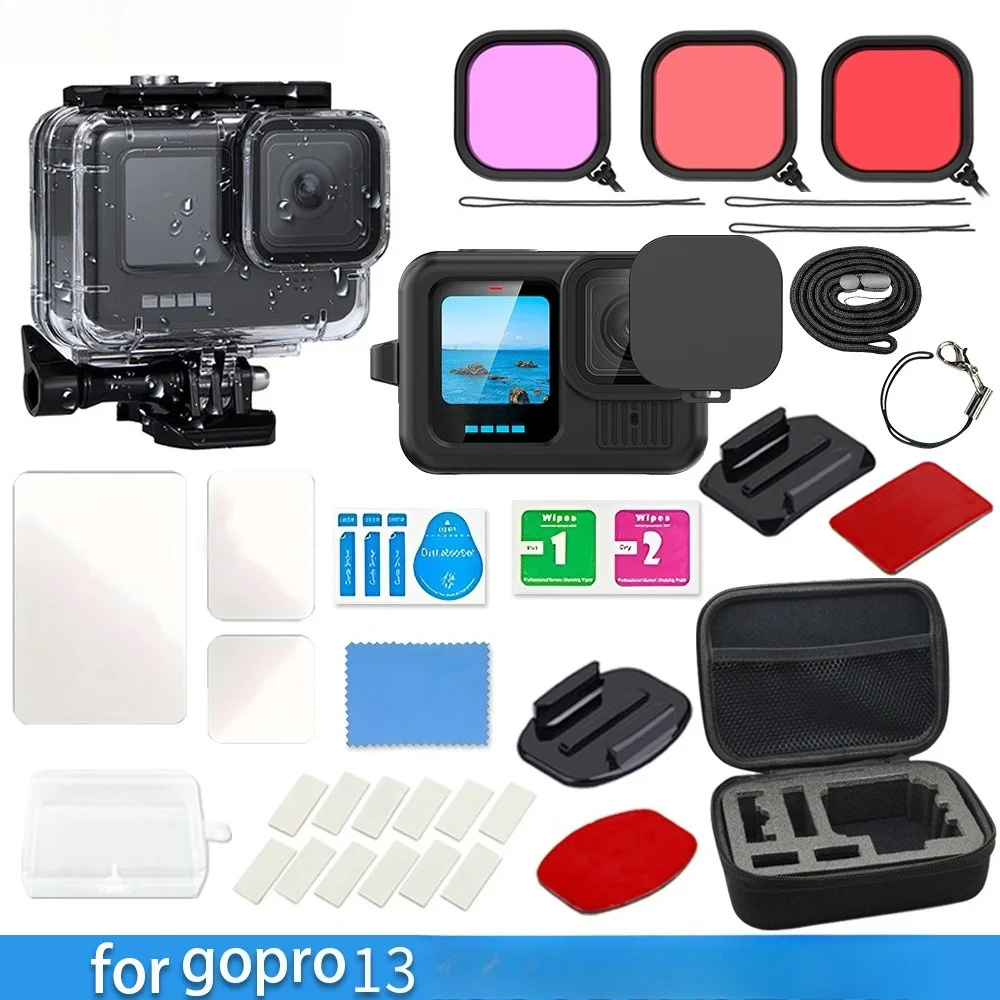 Full Accessories Kit - Waterproof Case /3-Color Filters / Silicone Cover /Tempered Glass / Storage Bag - for GoPro Hero 13