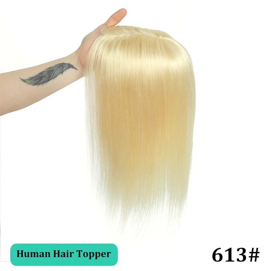 10-18 Inches Hair Topper with Clips 100% Remy Human Hair Toppers For Thin Hair Natural Color Clip In One Piece Hair Extensions
