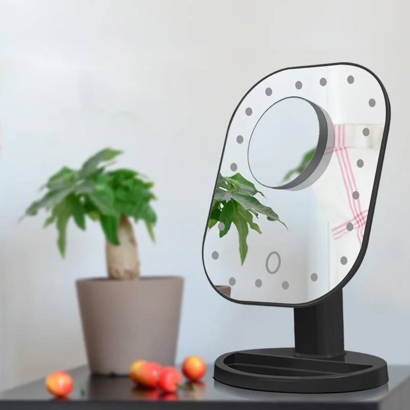 

LED Makeup Mirror Touch Sensor Vanity Mirror With Dual-Sided Lighting Desktop For Home Bedroom Decor Bathroom Vanity Travel