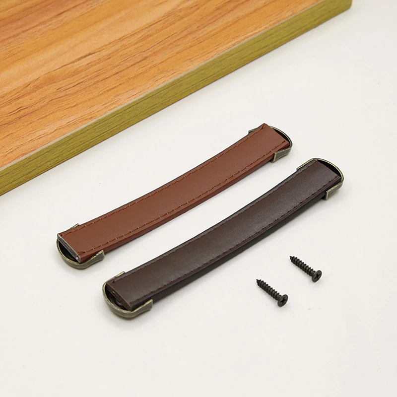 Cowhide Furniture Handles Leather Drawer Pull Knob For Wardrobe Cabinet Door Hardware Accessory
