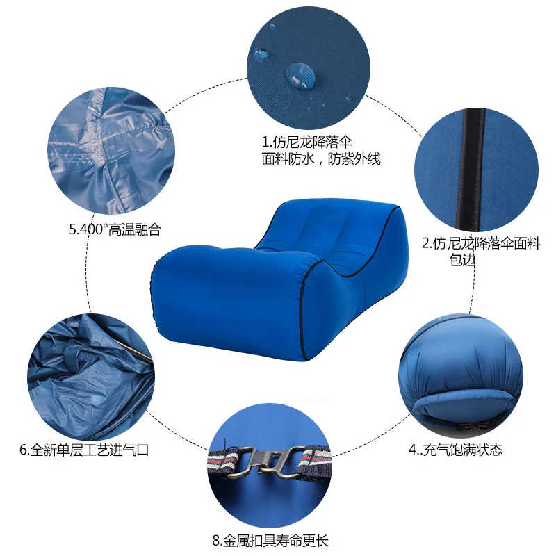 Lazy Inflatable Sofa Outdoor Portable Air Bed Tear Resistant Material Inflatable Seatings Outdoors Camping Foldable Beds