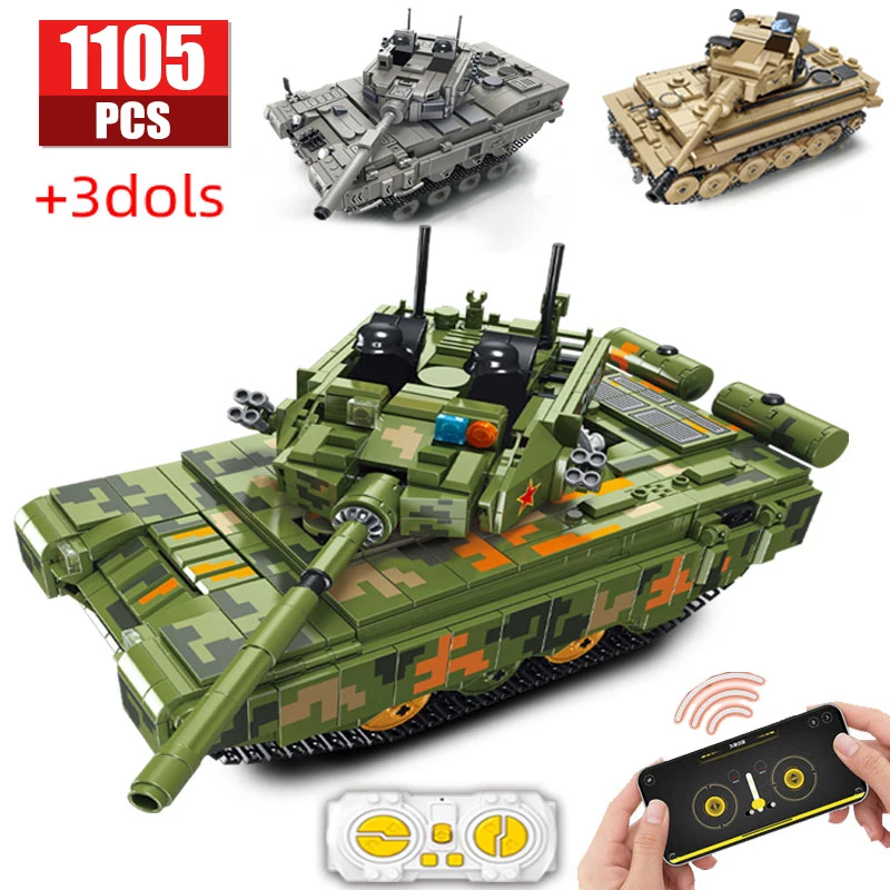 Toys 1122 Pcs War Tank Toy Model Military WW2 Remote Control Building Blocks City RC Panzer Car Vehicle Bricks Kids Toys Gifts