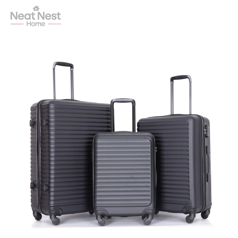 

3 Piece Luggage Sets ,Potable/Lightweight Suitcase with Two Hooks, silent and smooth 360° Spinner Wheels, TSA Lock, (20/24/28)