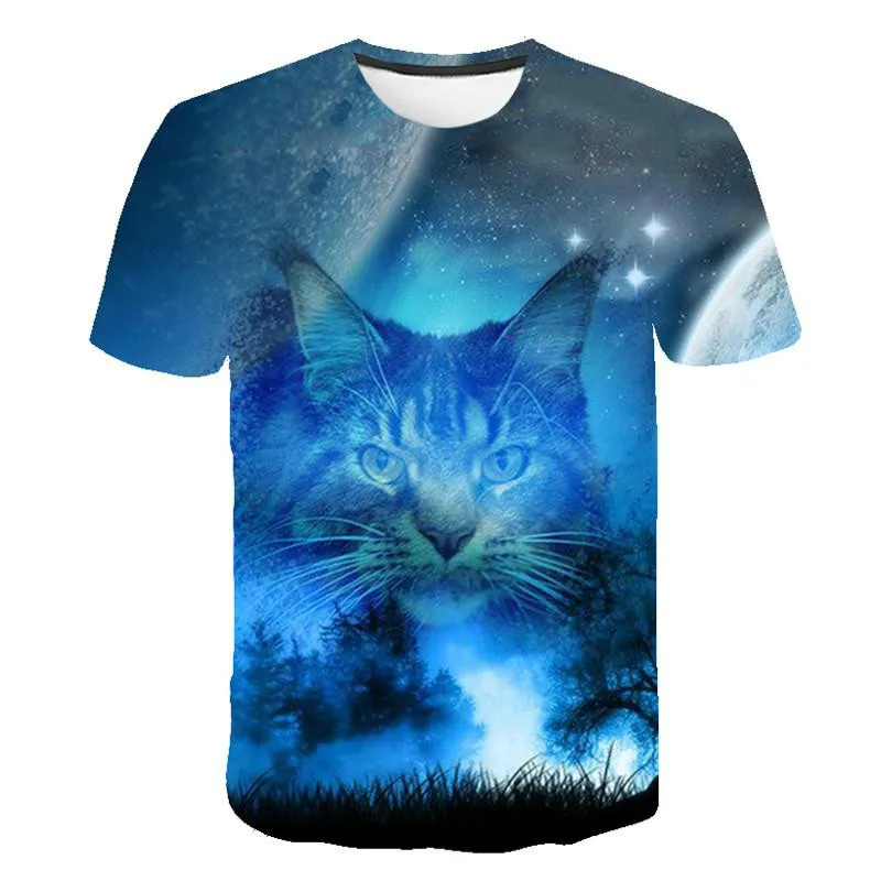 Summer Fashion Lovely New Cool Men Women 3D T-shirt Print Cat Short Sleeve Summer Tops Tees Female T-Shirt