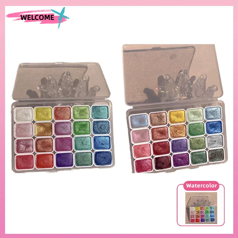 20 Colors Pearlescent Watercolor Paint Set Metallic Pearlescent Sparkle For Artists Students Hobbyists