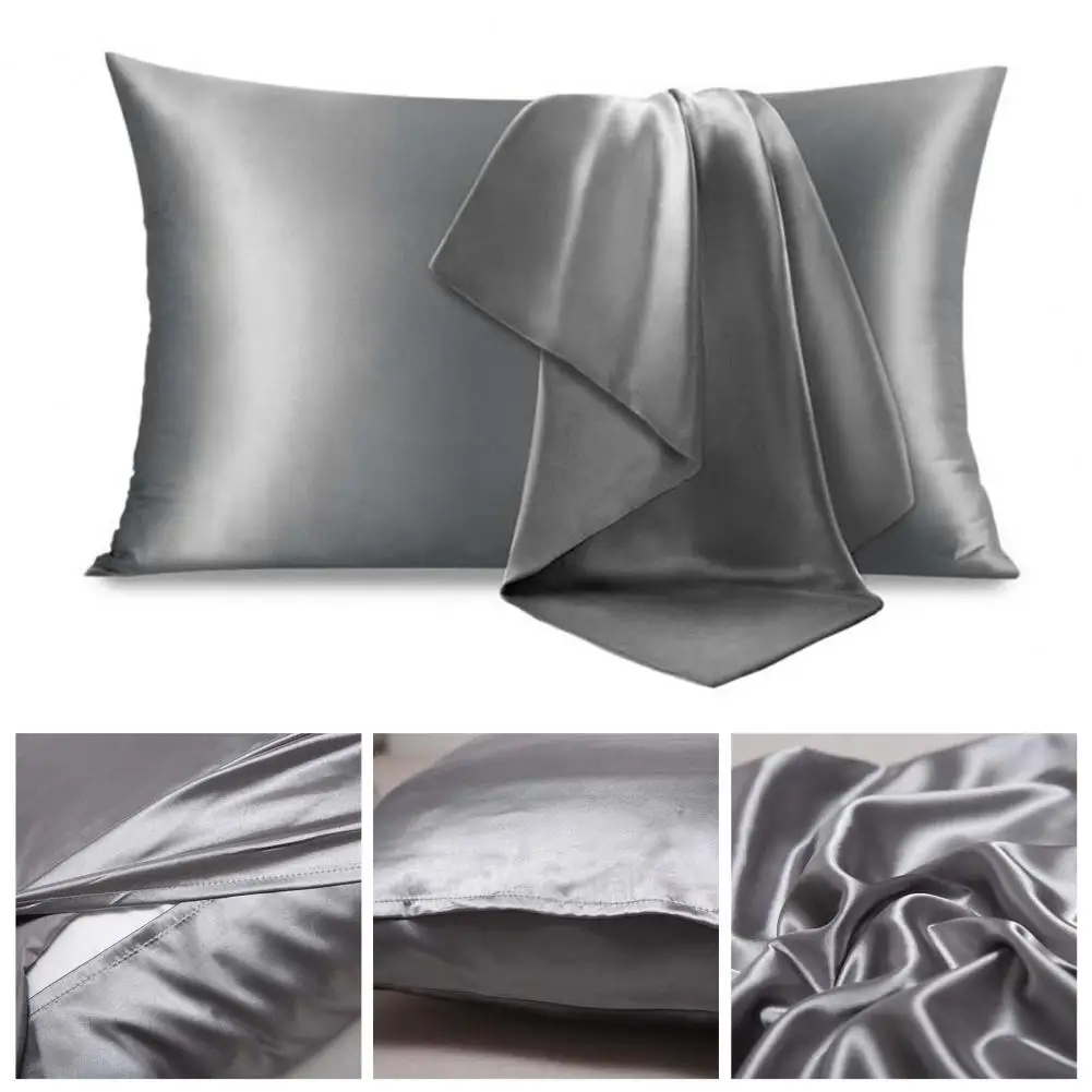 Satin Pillowcase Luxurious Satin Pillow Cases for Frizz-free Hair Smooth Skin Set of 2 Solid Color Silk Pillow for Bedroom