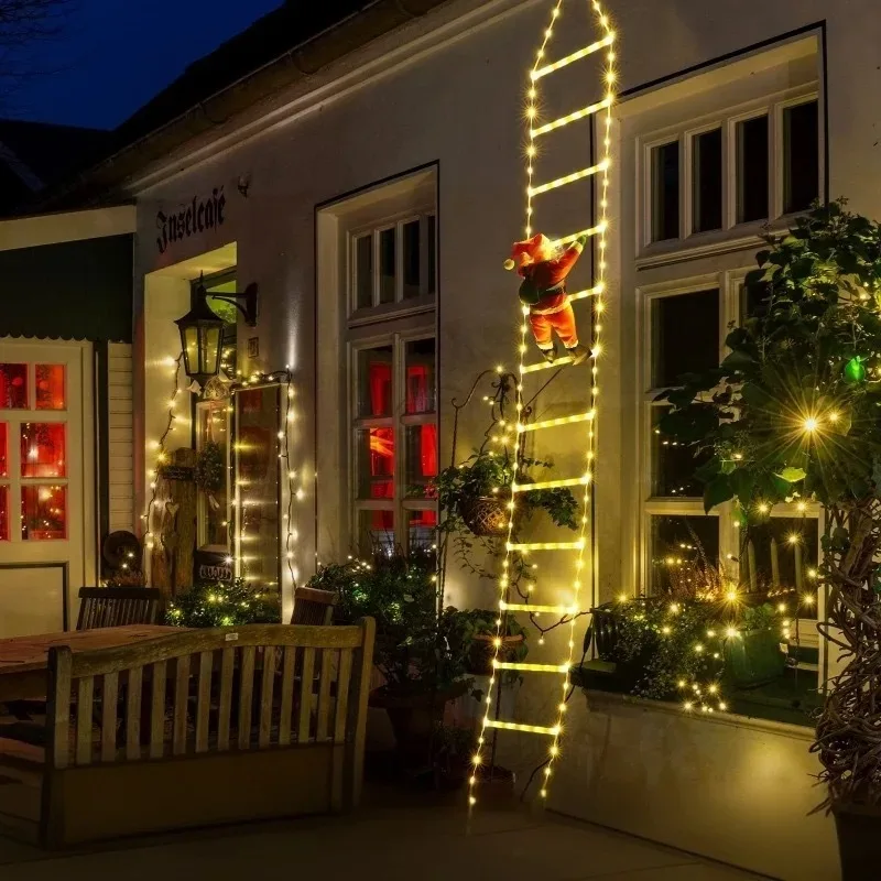 Warm LED Santa Climb Ladder String Lights Xmas Tree Window Wall Indoor Decor Fairy Light Christmas Holiday Home Ornament