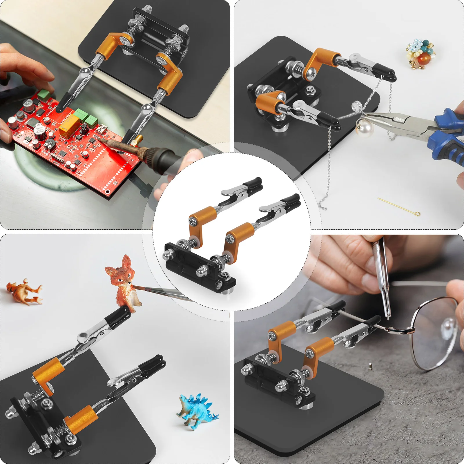 Toolour verstellbare Helfende Hand mit Magnetfuß, dritte Hand, Löthilfe, Lötdraht, Ständer mit Krokodilklemmen