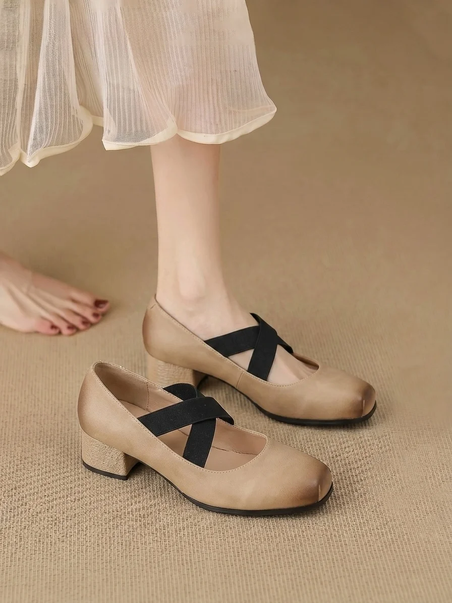 Breathable Ballet Mary Jane Single Shoes Women's Summer New Style Pig Nose Flat Heels Comfortable Fashionable Casual Shoes
