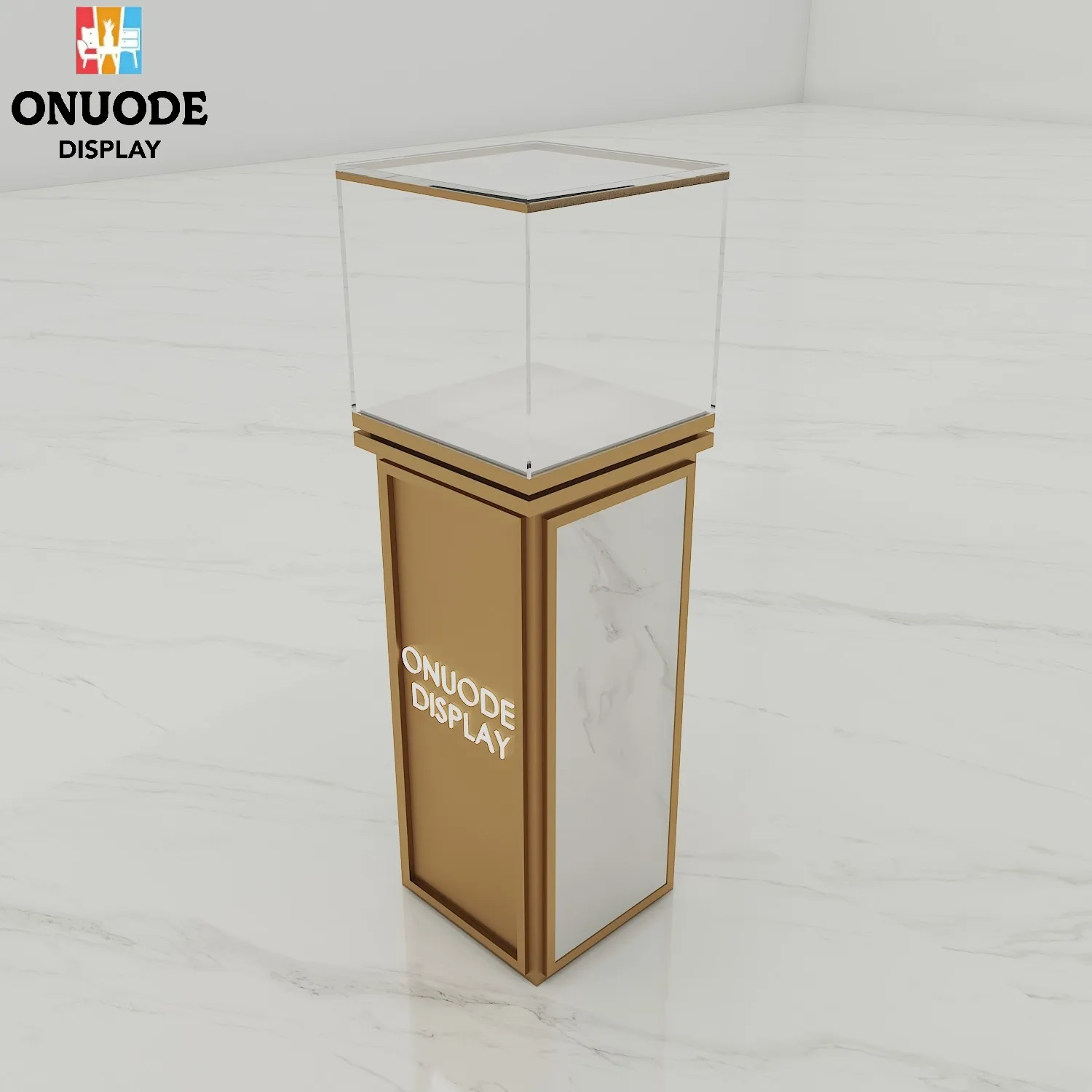 Custom.High-end Small Jewelry Display Stand Custom Corner Tower Jewelry Showcase Glass Case White Jewelry Window Display Cabinet