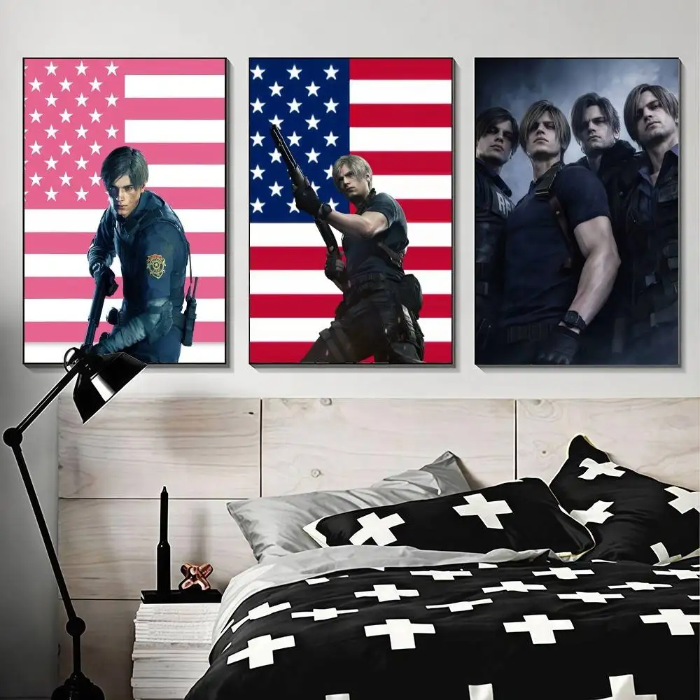 R-Resident E-Evil Leon Kennedy Sleek and sophisticated poster sticker, perfect for living rooms, bedrooms, hallways, bistros
