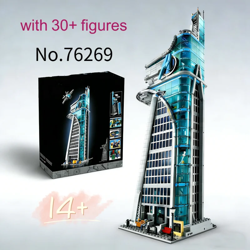 Hot Toys 2026 Popular 5201pcs Heroes Street View Classic Avengers Tower Building Blocks Puzzle Model Toy Birthday Ornament Gift