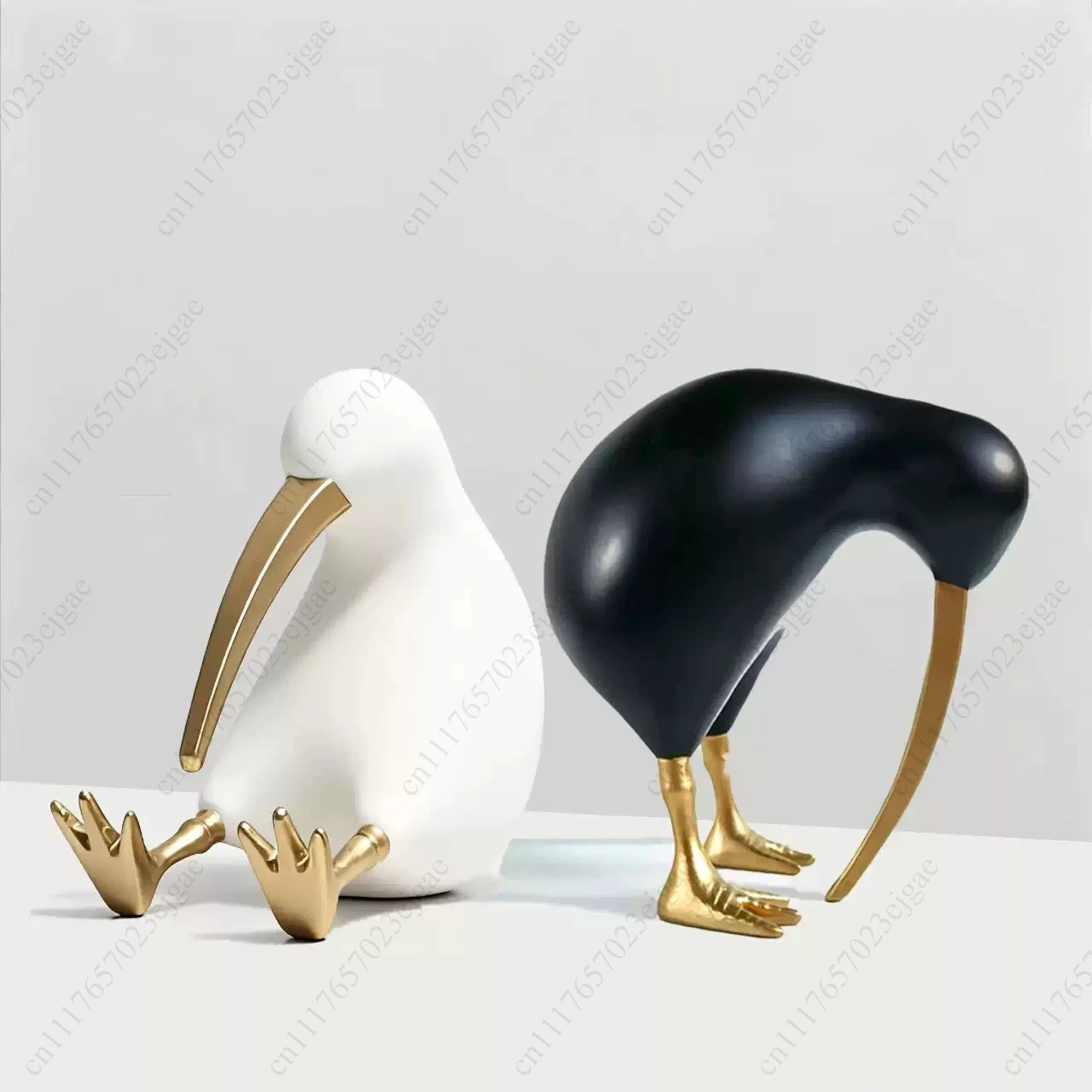 Black White Abstract Bird Sculpture Resin Ornaments Home Livingroom Foyer Statue Decoration Office Hotel Figurines Accessories