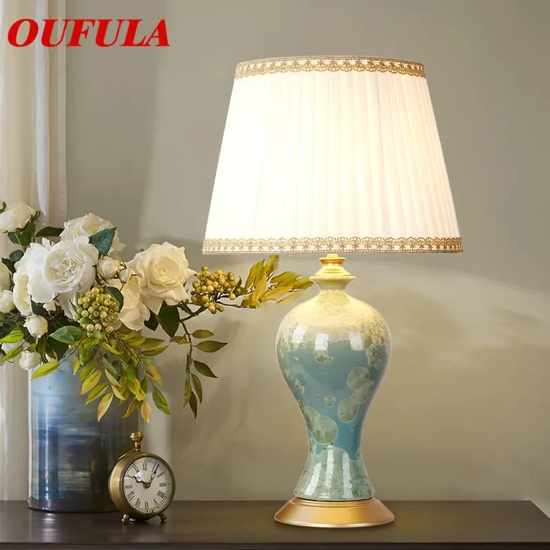 Hongcui Ceramic Table Lamps Brass Desk Lights Luxury  Modern for Foyer Living Room Office Creative Bedroom Hotel