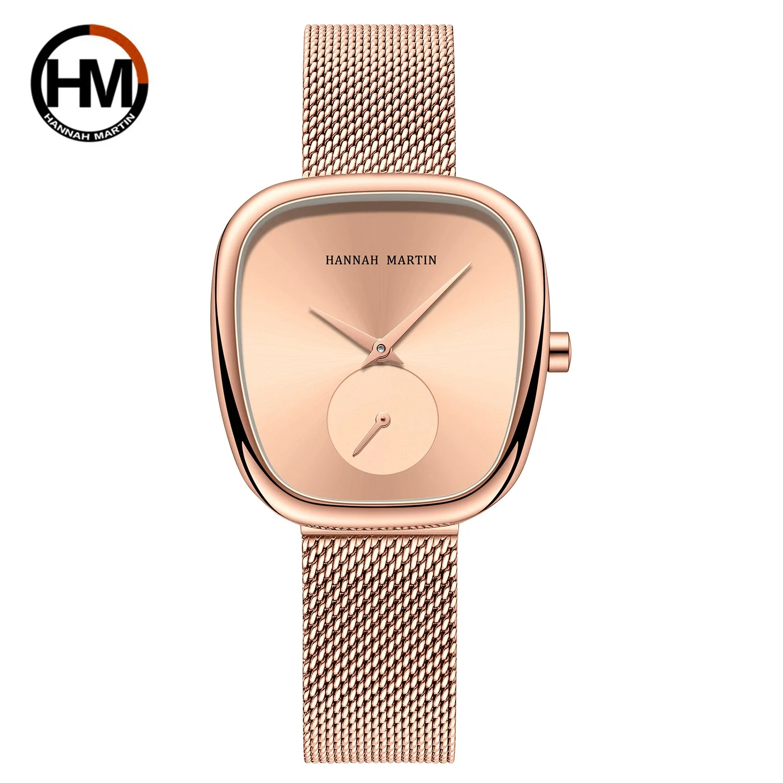HANNAH MARTIN Original Oval Women Watch Brand Gold Luxury Fashion Stainless Steel Quartz 3Bar Movement Waterproof Women Watches