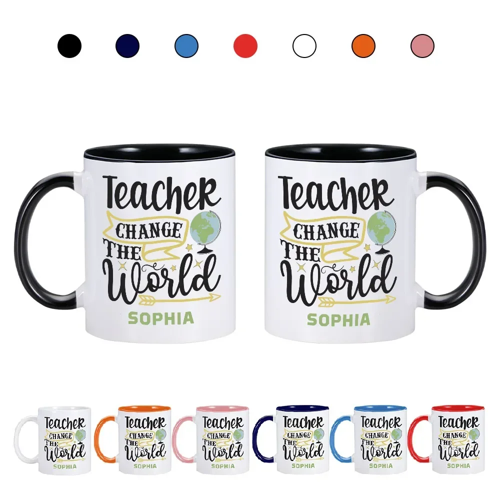 Custom Teacher Name Mug Thank You Gift for Women Men Coffee Milk Tea Cups Personalized Graduation Season Appreciation Persent