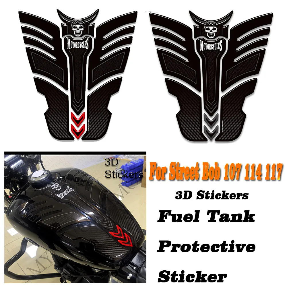 Tank Pad TankPad Cap Grips Gas Fuel Knee 3D Stickers Decals ProtectorMotorcycle For Street Bob 107 114 117